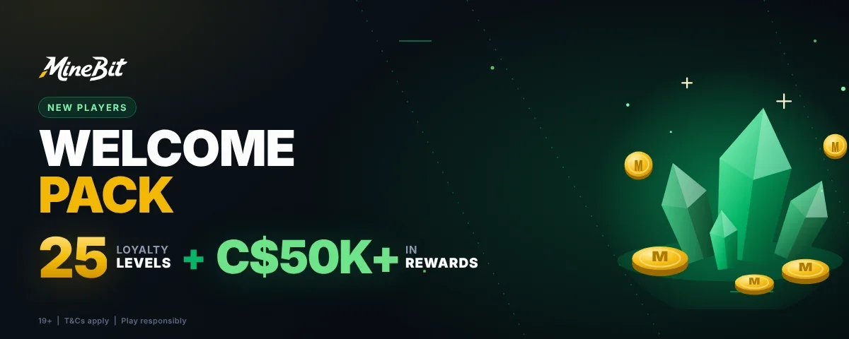 Minebit welcome pack: 25 loyalty levels and C$50,000+ in rewards